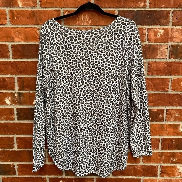 Old Navy Womens 2X White Cheetah Animal Print Soft Lounge Sweater Top - Picture 3 of 8